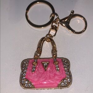 Elegant Pink and Gold purse/bag charm keychain